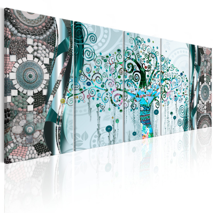 Canvas Print Tree of Life (5-piece) - Colorful Mosaic in the Style of Gustav Klimt 98609 additionalImage 2