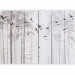 Wall Mural Minimalist motif - black birds on a white background with wood texture 106619 additionalThumb 1