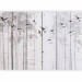 Wall Mural Minimalist motif - black birds on a white background with wood texture 106619 additionalThumb 5