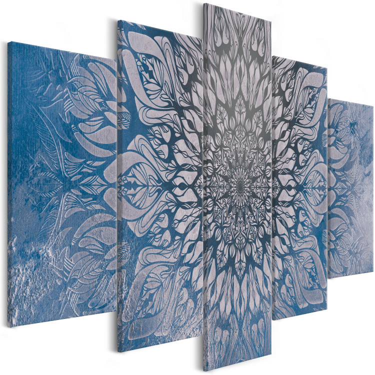 Canvas Hypnosis (5-part) Wide - Mandala on Blue Background in Zen Style 107819 additionalImage 2