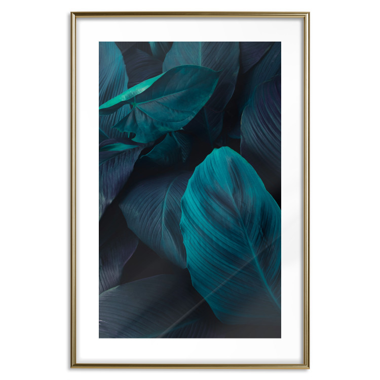 Poster Jungle night - composition with large dark green tropical leaves 115119 additionalImage 16