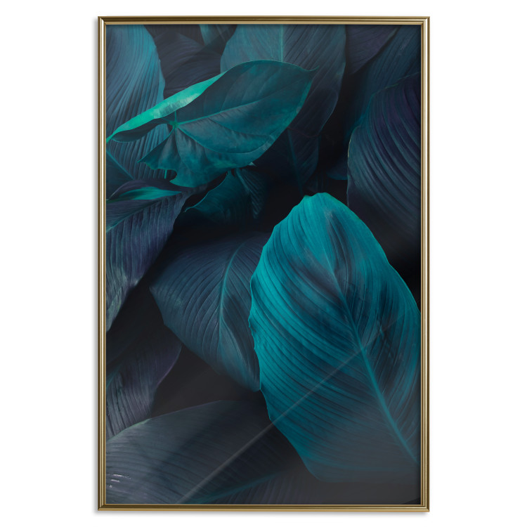 Poster Jungle night - composition with large dark green tropical leaves 115119 additionalImage 20