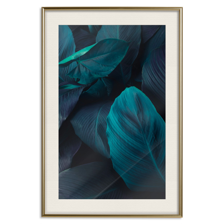 Poster Jungle night - composition with large dark green tropical leaves 115119 additionalImage 19