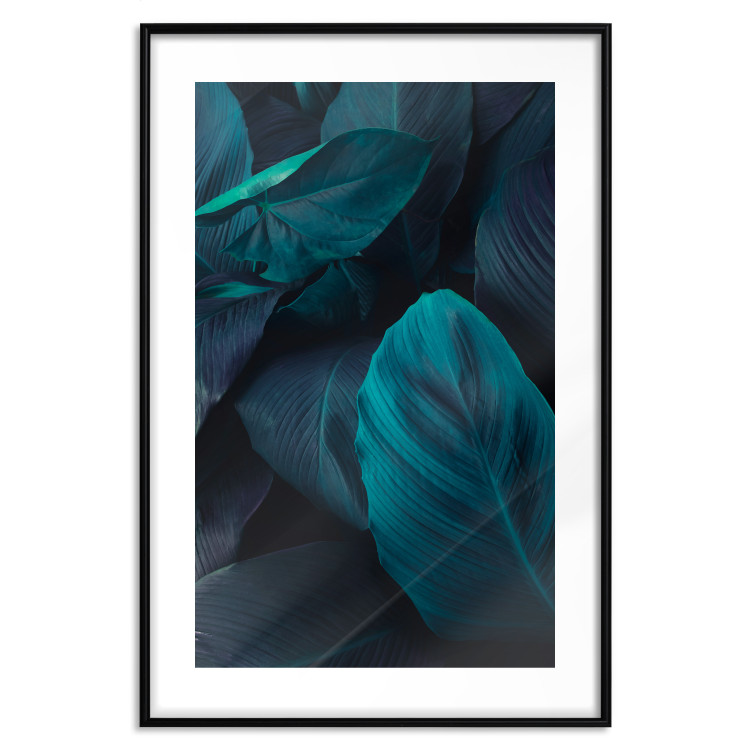 Poster Jungle night - composition with large dark green tropical leaves 115119 additionalImage 17