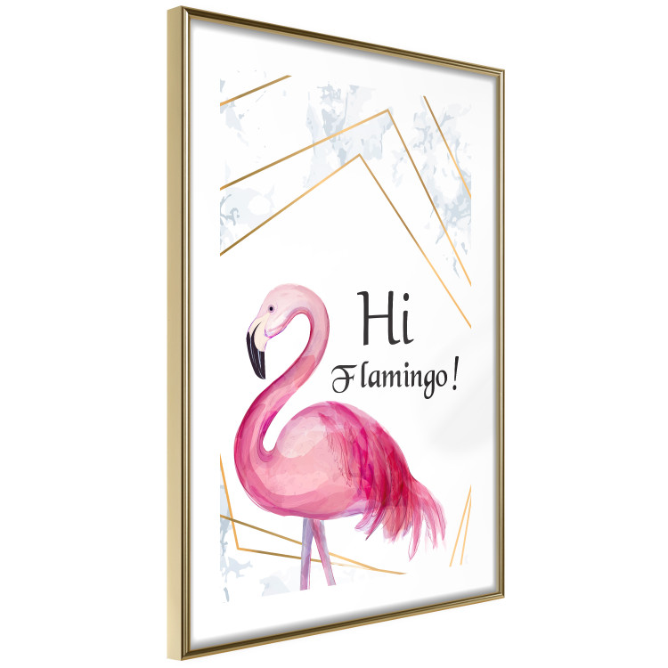 Wall Poster Hi Flamingo! - geometric composition with a pink bird and texts 115319 additionalImage 8