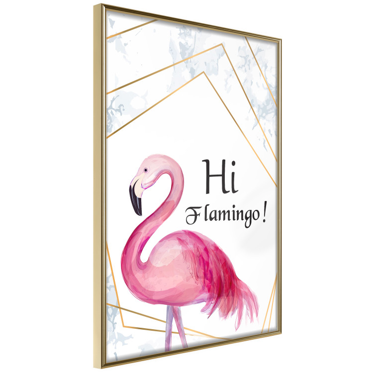 Wall Poster Hi Flamingo! - geometric composition with a pink bird and texts 115319 additionalImage 14