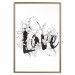 Wall Poster Love in Flowers - black and white composition with a sign among vegetation 116519 additionalThumb 16