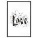 Wall Poster Love in Flowers - black and white composition with a sign among vegetation 116519 additionalThumb 15