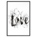 Wall Poster Love in Flowers - black and white composition with a sign among vegetation 116519 additionalThumb 18
