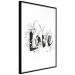 Wall Poster Love in Flowers - black and white composition with a sign among vegetation 116519 additionalThumb 11