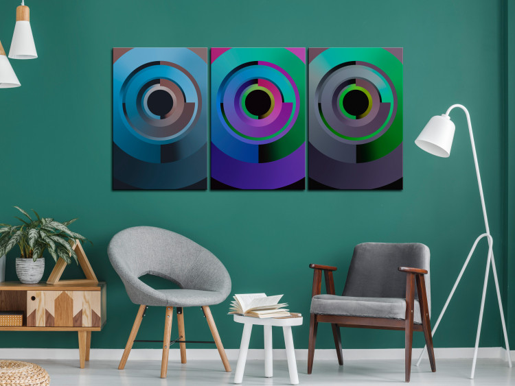 Canvas Art Print Gradient triptych - geometric abstraction in muted colors 118419 additionalImage 3