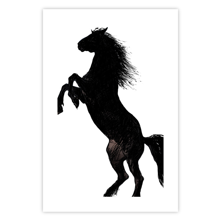 Wall Poster Horse Dance - black and white composition with the silhouette of a standing horse 118919 additionalImage 25