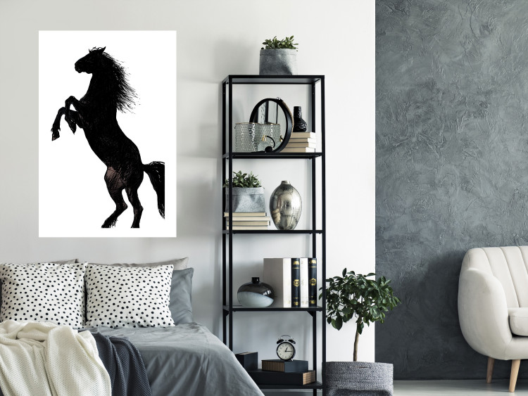 Wall Poster Horse Dance - black and white composition with the silhouette of a standing horse 118919 additionalImage 4