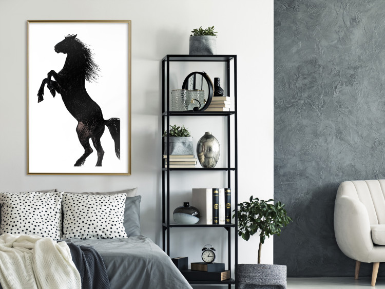 Wall Poster Horse Dance - black and white composition with the silhouette of a standing horse 118919 additionalImage 15