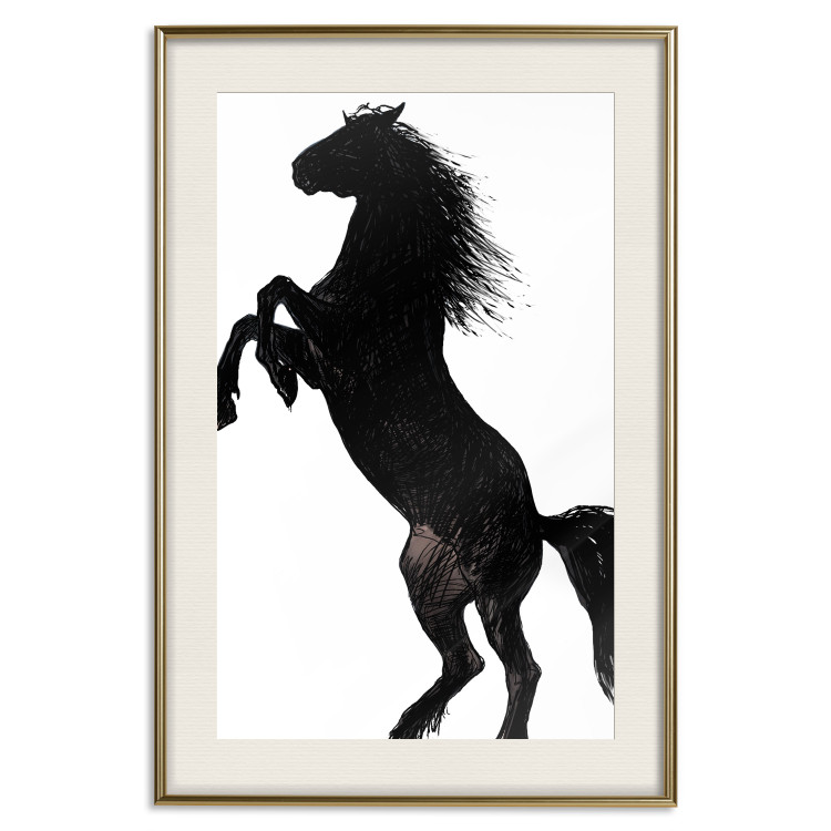 Wall Poster Horse Dance - black and white composition with the silhouette of a standing horse 118919 additionalImage 19