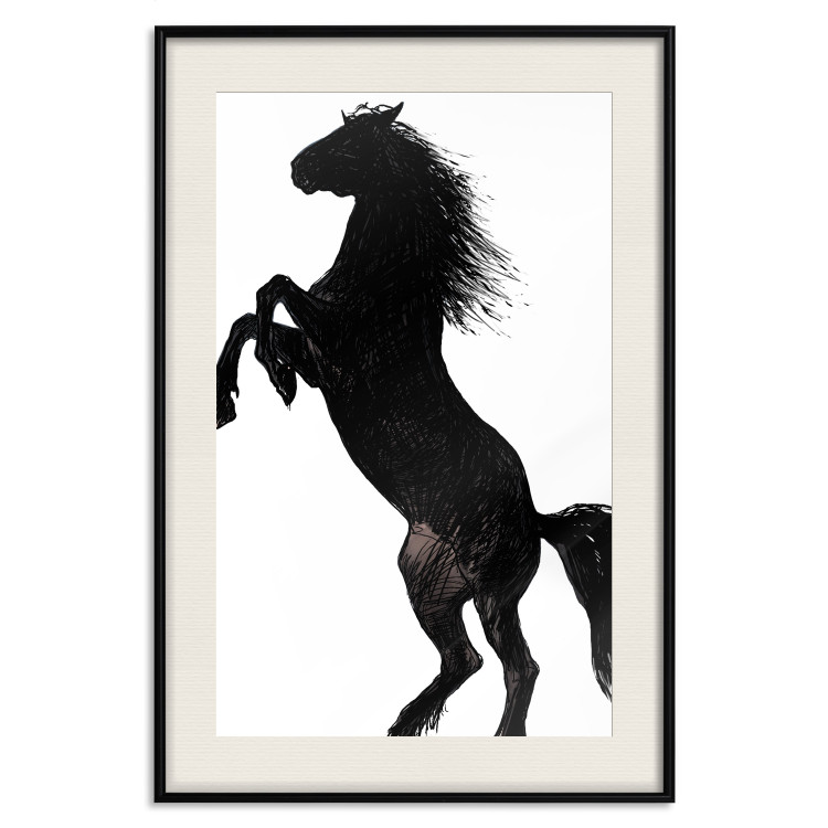 Wall Poster Horse Dance - black and white composition with the silhouette of a standing horse 118919 additionalImage 18