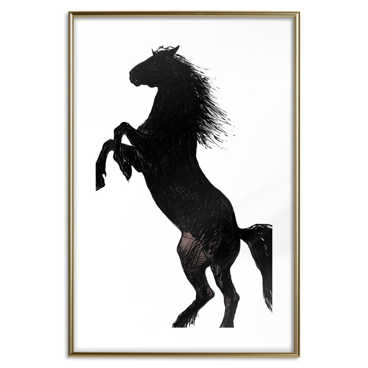 Wall Poster Horse Dance - black and white composition with the silhouette of a standing horse 118919 additionalImage 16