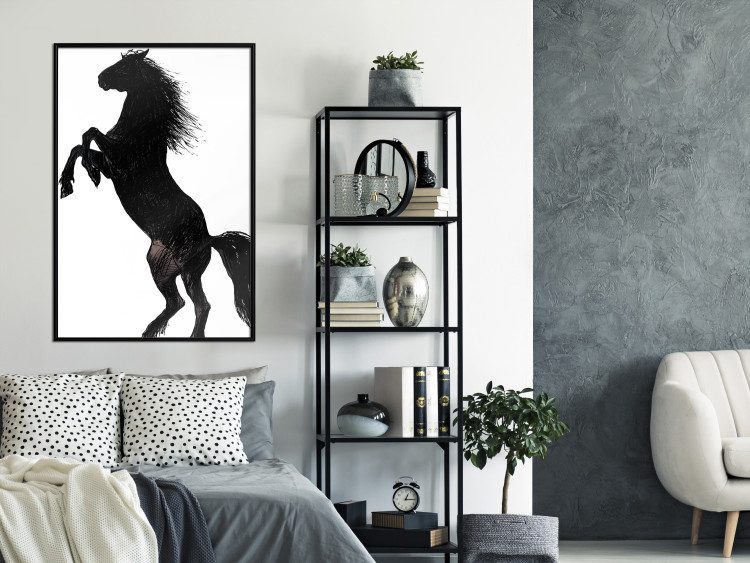 Wall Poster Horse Dance - black and white composition with the silhouette of a standing horse 118919 additionalImage 5