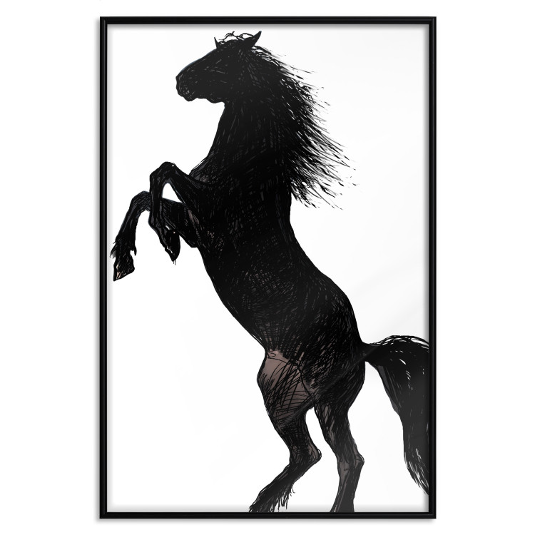 Wall Poster Horse Dance - black and white composition with the silhouette of a standing horse 118919 additionalImage 24