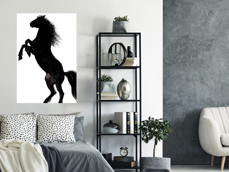 Wall Poster Horse Dance - black and white composition with the silhouette of a standing horse 118919 additionalImage 23