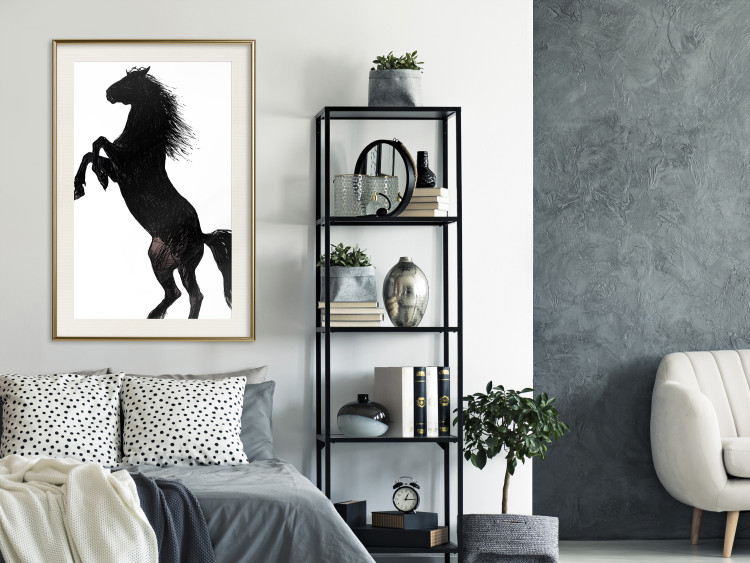 Wall Poster Horse Dance - black and white composition with the silhouette of a standing horse 118919 additionalImage 21