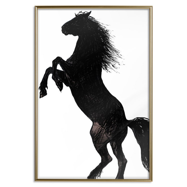 Wall Poster Horse Dance - black and white composition with the silhouette of a standing horse 118919 additionalImage 20