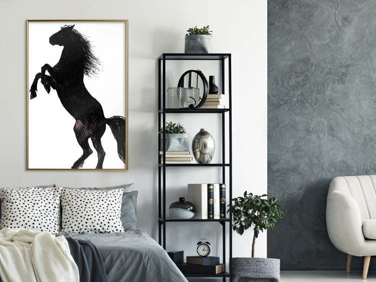 Wall Poster Horse Dance - black and white composition with the silhouette of a standing horse 118919 additionalImage 7