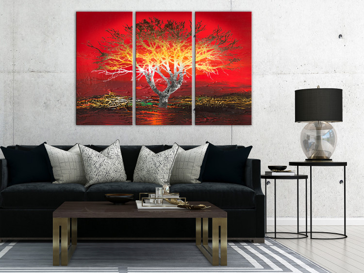 Canvas Print Alien landscape - a disturbing tree on an abstract red background 122319 additionalImage 3