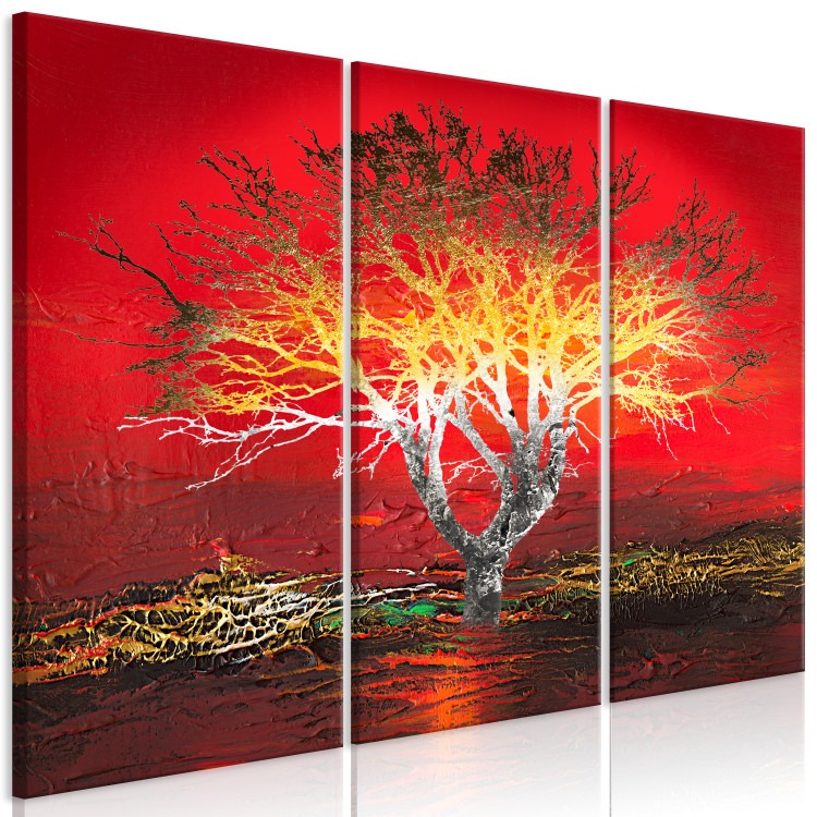 Canvas Print Alien landscape - a disturbing tree on an abstract red background 122319 additionalImage 2