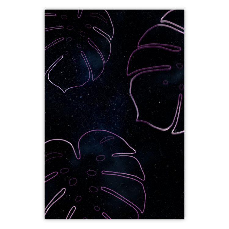 Poster Galactic Monstera - abstract neon monstera leaf in space 122619