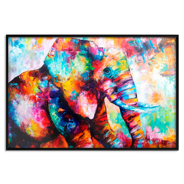 Wall Poster Elephant's Gaze - abstract colorful animal on a multicolored background 127319 additionalImage 16