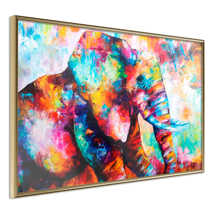 Wall Poster Elephant's Gaze - abstract colorful animal on a multicolored background 127319 additionalImage 12