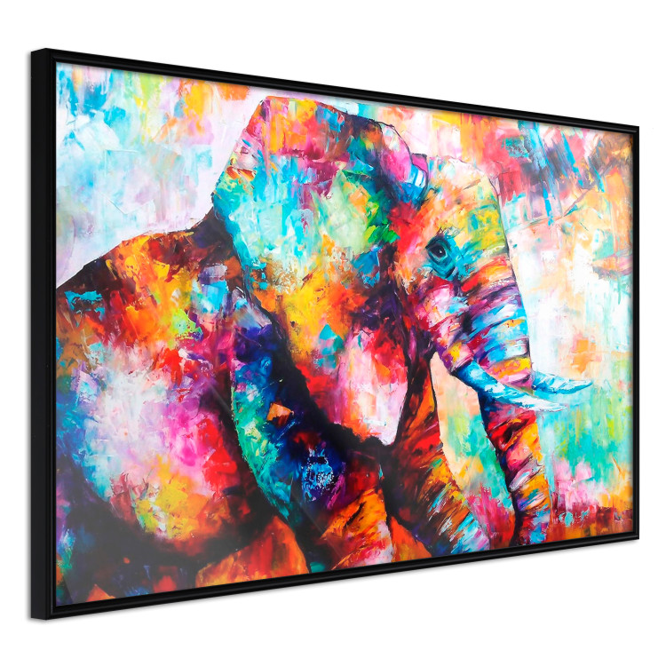 Wall Poster Elephant's Gaze - abstract colorful animal on a multicolored background 127319 additionalImage 11