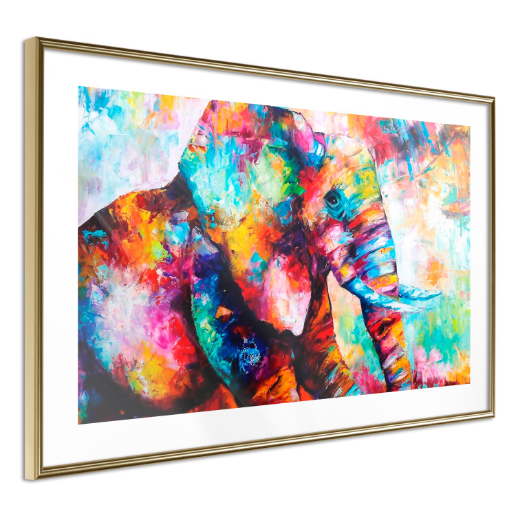 Wall Poster Elephant's Gaze - abstract colorful animal on a multicolored background 127319 additionalImage 7