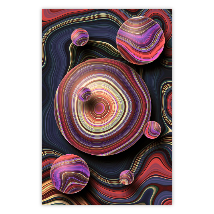 Wall Poster Drops of Fantasy - abstract composition of colorful spheres with waves 128019