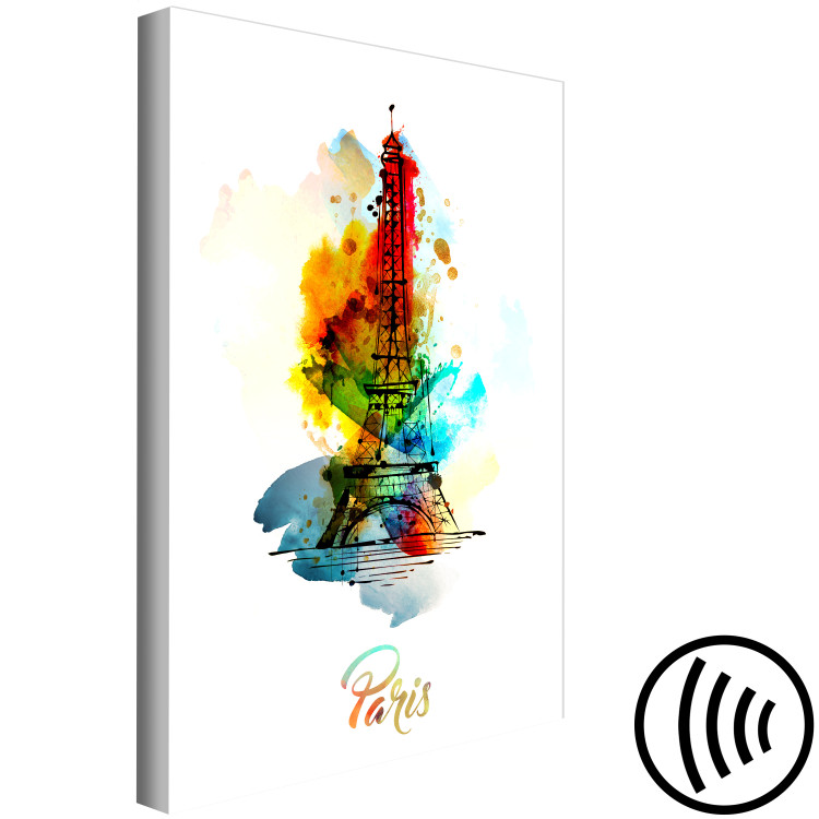 Canvas Print Colorful Paris (1-part) vertical - abstract tower with inscriptions 129319 additionalImage 6