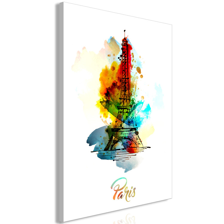 Canvas Print Colorful Paris (1-part) vertical - abstract tower with inscriptions 129319 additionalImage 2