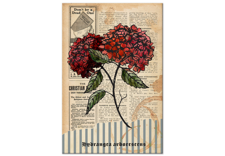 Canvas Print Morning Flowers (1-part) vertical - red flowers in retro motif 129419