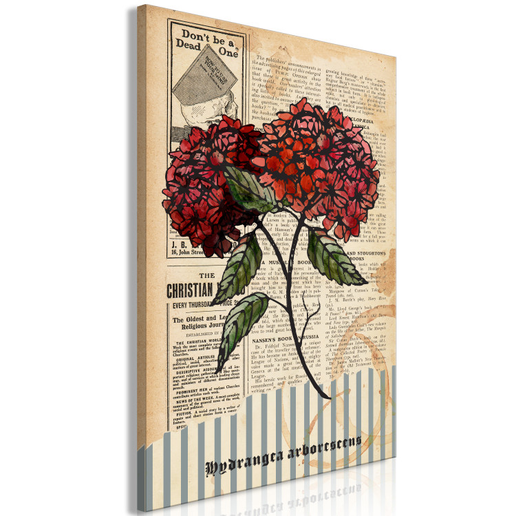 Canvas Print Morning Flowers (1-part) vertical - red flowers in retro motif 129419 additionalImage 2