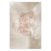 Poster Blossoming Scent - white line art of a flower on an abstract beige background 130819