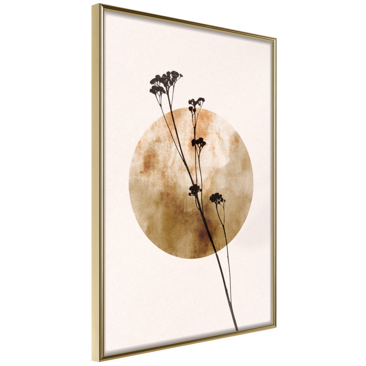 Wall Poster Plant Figure - black plant and large golden circle on a light background 131819 additionalImage 14