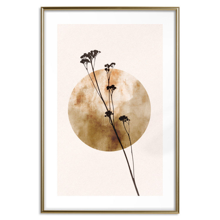 Wall Poster Plant Figure - black plant and large golden circle on a light background 131819 additionalImage 16