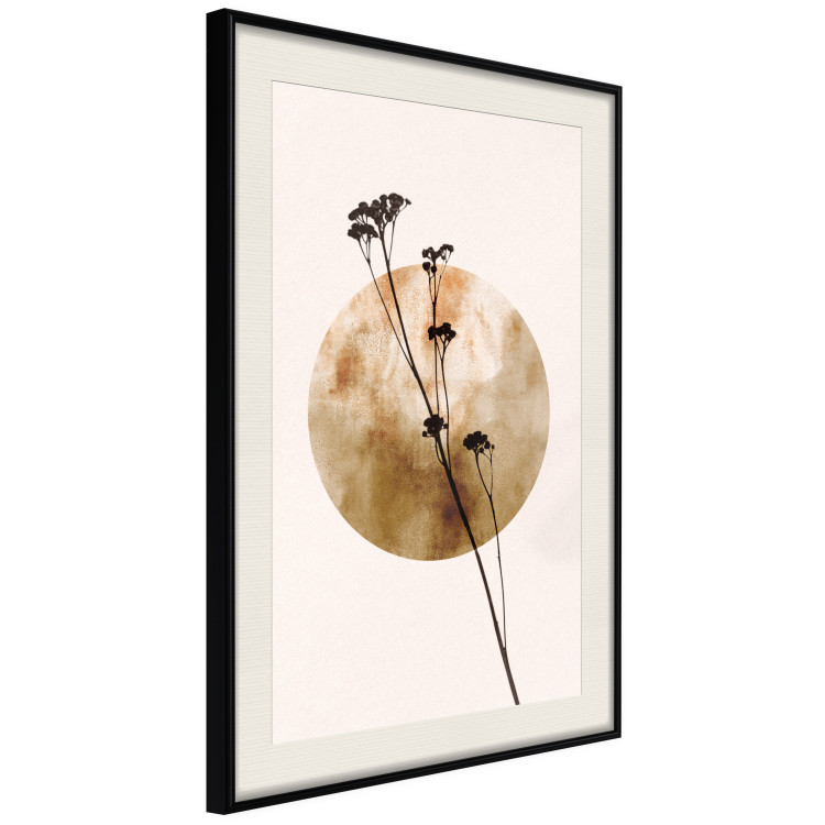 Wall Poster Plant Figure - black plant and large golden circle on a light background 131819 additionalImage 2