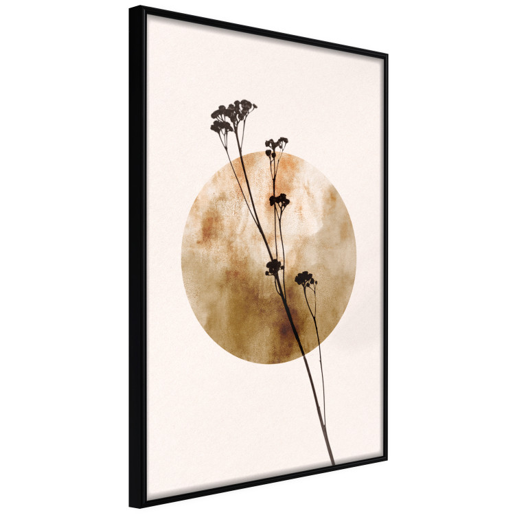 Wall Poster Plant Figure - black plant and large golden circle on a light background 131819 additionalImage 13