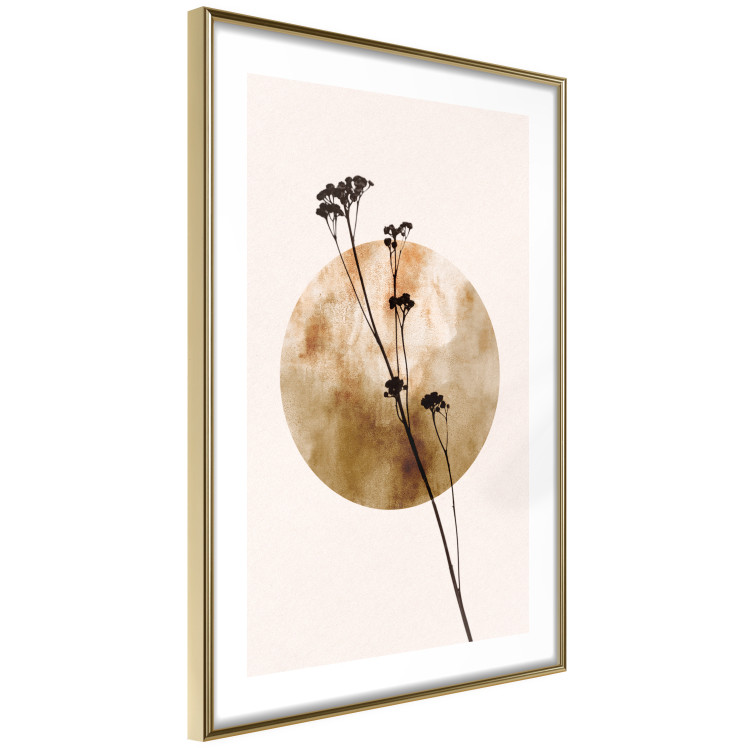 Wall Poster Plant Figure - black plant and large golden circle on a light background 131819 additionalImage 9