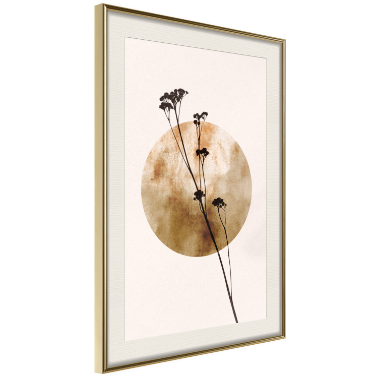 Wall Poster Plant Figure - black plant and large golden circle on a light background 131819 additionalImage 3