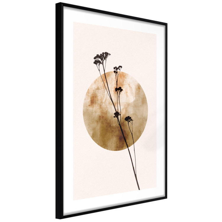 Wall Poster Plant Figure - black plant and large golden circle on a light background 131819 additionalImage 8