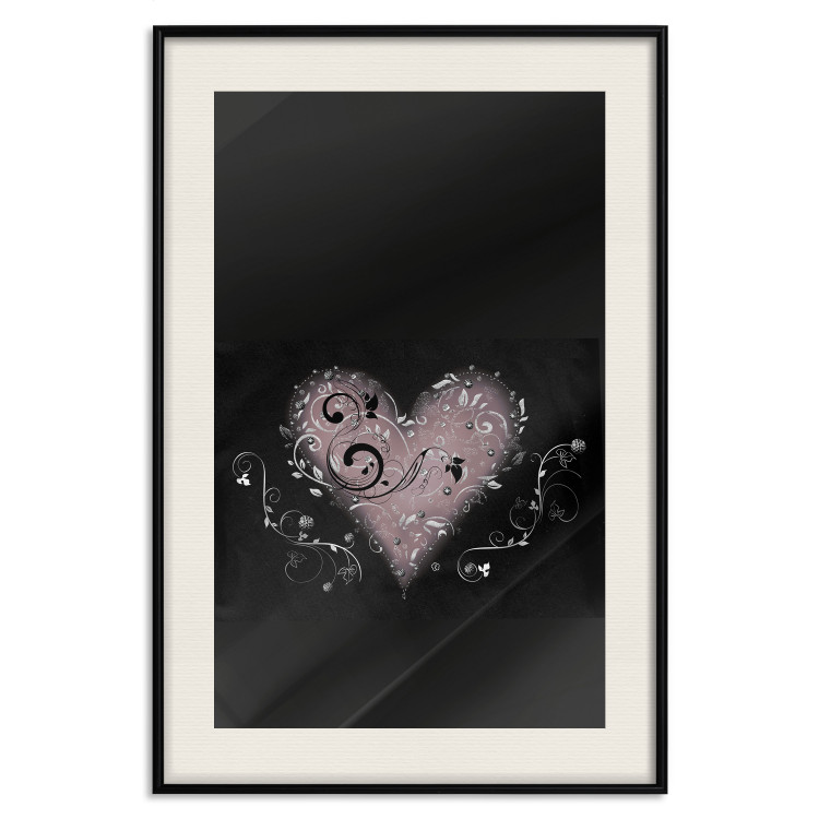 Wall Poster For a Friend - heart in a light composition of ornaments on a black background 131919 additionalImage 19