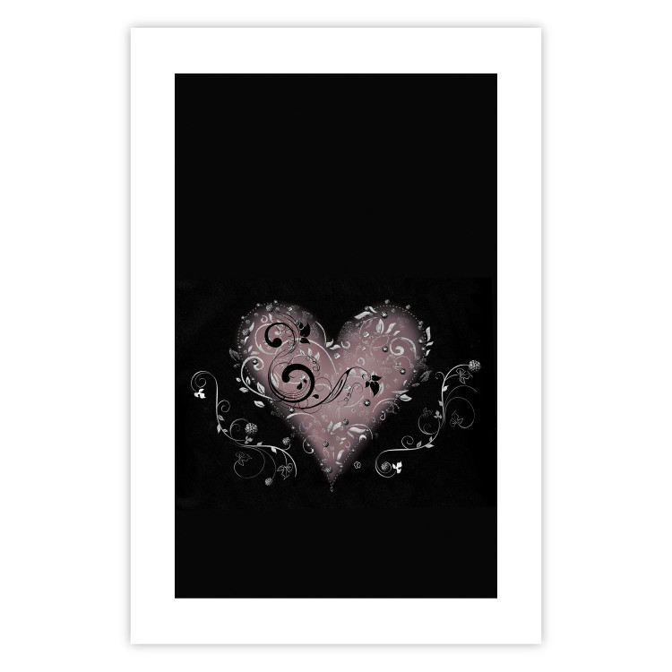 Wall Poster For a Friend - heart in a light composition of ornaments on a black background 131919 additionalImage 25
