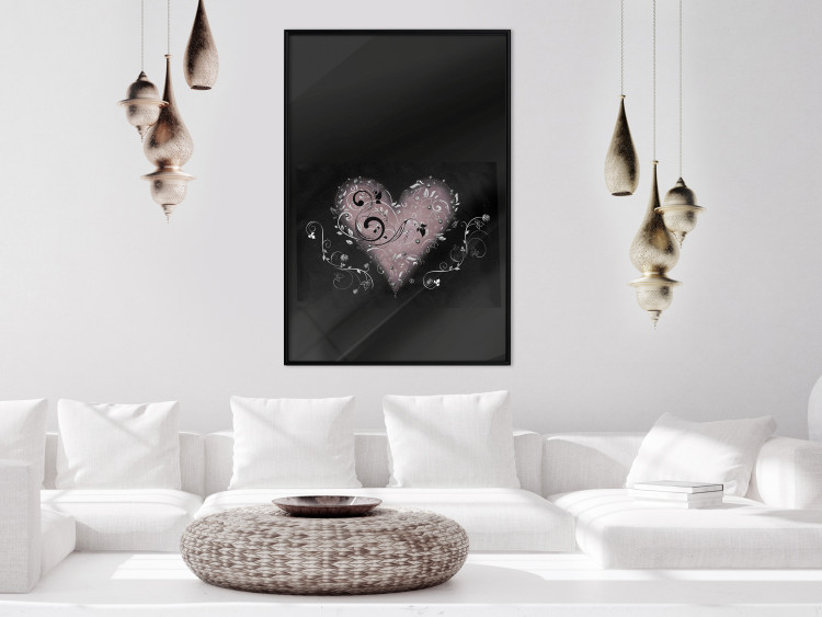 Wall Poster For a Friend - heart in a light composition of ornaments on a black background 131919 additionalImage 6